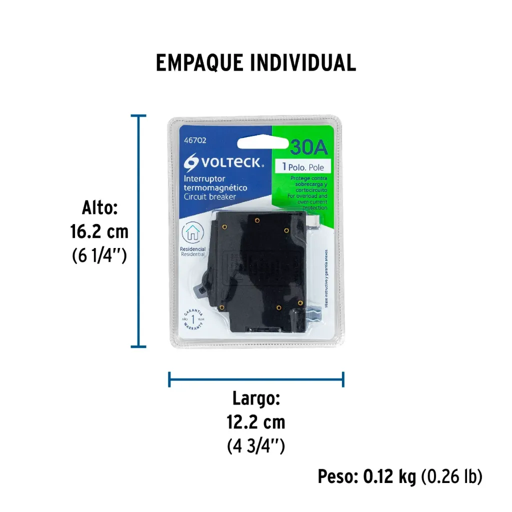 PASTILLA 30A VOLTECK (INTERRUPTOR TERMOMAGNETICO) 46702