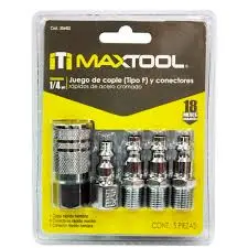 juego de cople F y conectores de acero cromado 5 pzs MAXTOOL  AKSI 306402