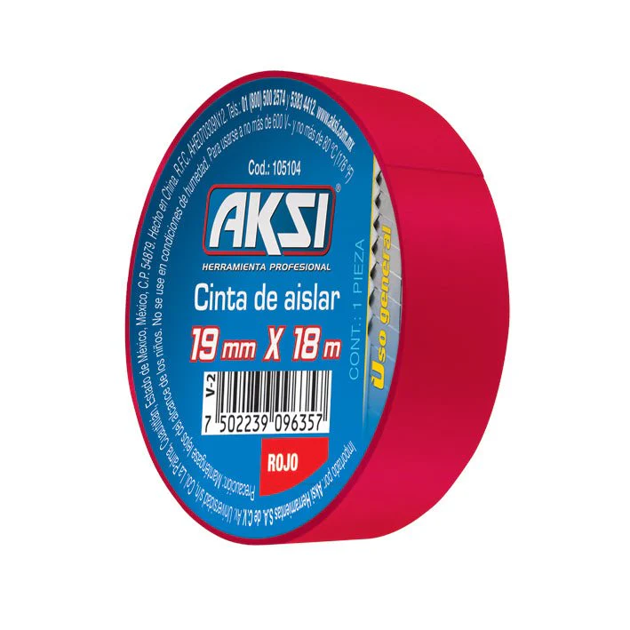 CINTA AISLAR ROJA 19mm x 18m AKSI 105104