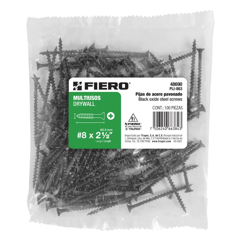 BOLSA CON 100 PIJAS #8 x 2½" MULTIUSOS FIERO (TRUPER) 48690