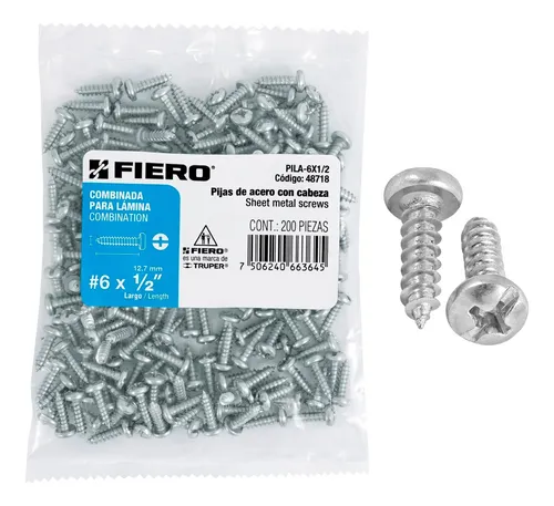 BOLSA CON 200 PIJAS P/LAMINA #8 x 2" FIERO (TRUPER) 44418