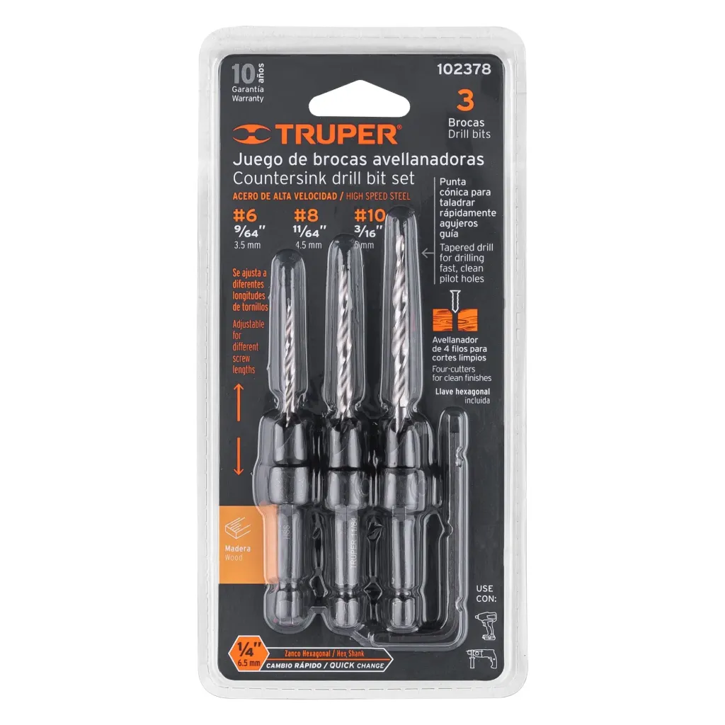 JUEGO DE 3 BROCAS AVELLANADORAS,(TRUPER)102378