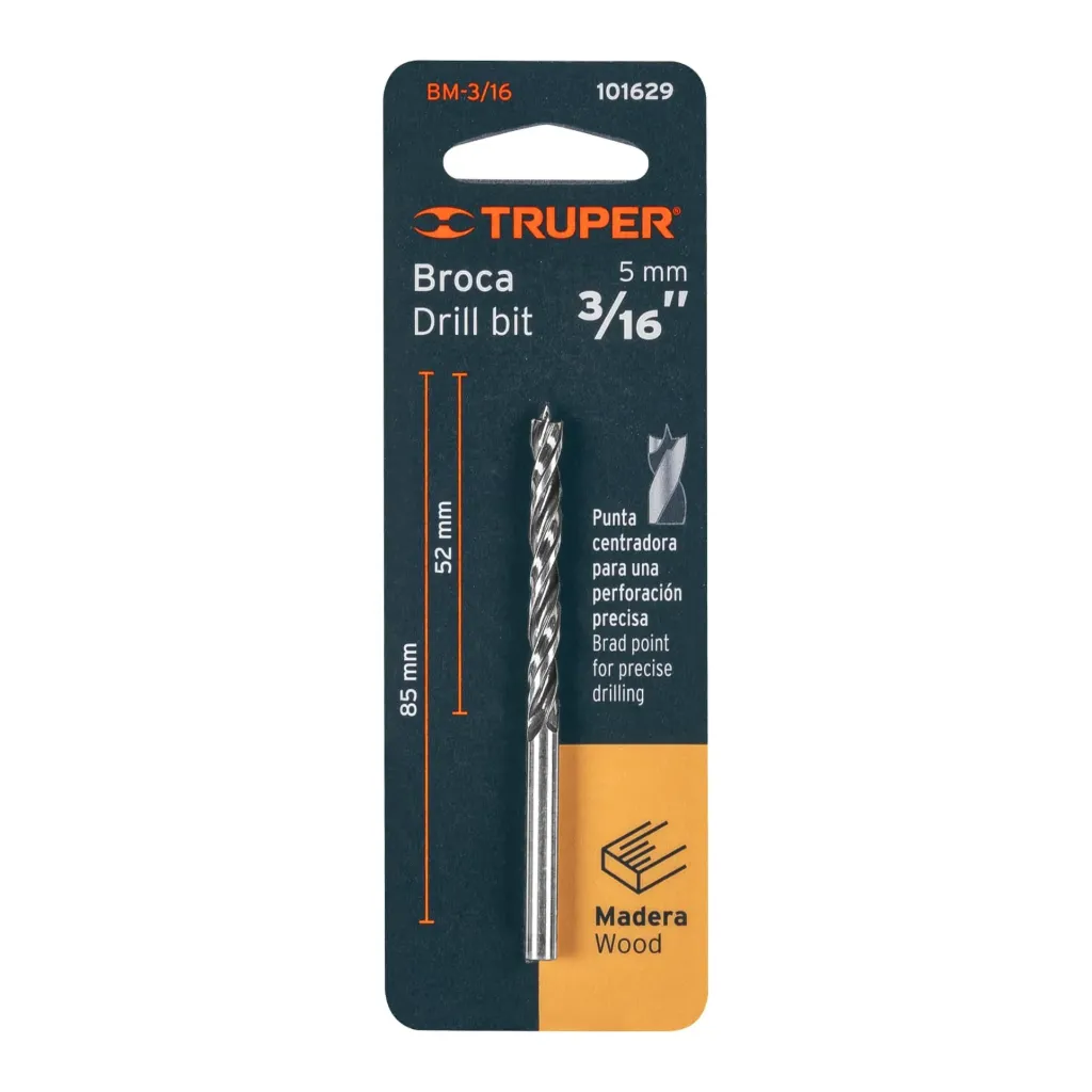 BROCA CON PUNTA CENTRADORA PARA MADERA3/16",(TRUPER)101629