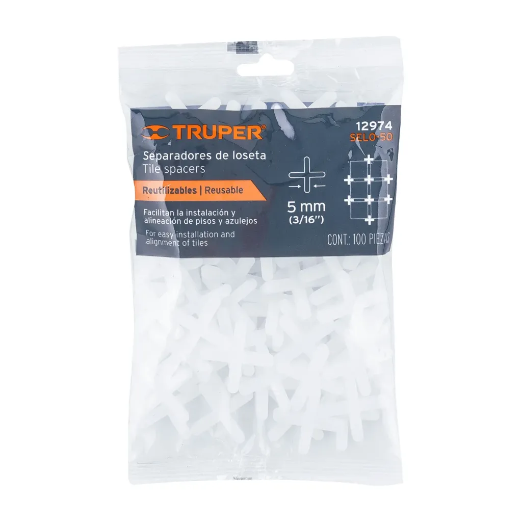 BOLSA CON 100 SEPARADORES DE 5 MM DE LOSETAS(TRUPER)12974