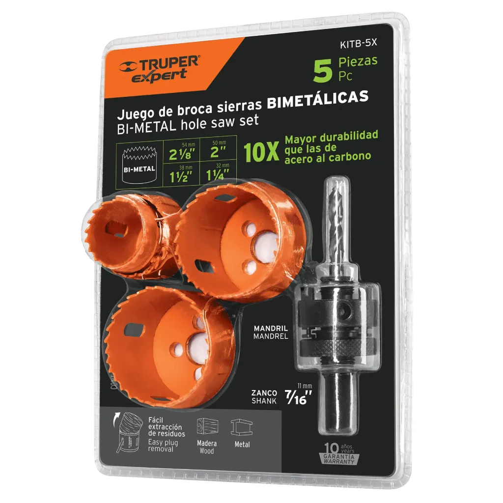 JUEGO DE 4 BROCASIERRAS CON MANDRIL TRUPER EXPERT 100815